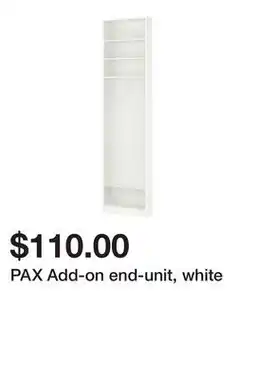 Ikea PAX Add-on end-unit, white offer