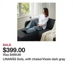Ikea LINANÄS Sofa, with chaise/Vissle dark gray offer