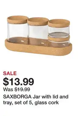 Ikea SAXBORGA Jar with lid and tray, set of 5, glass cork offer