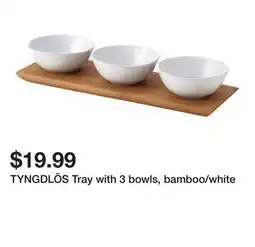 Ikea TYNGDLÖS Tray with 3 bowls, bamboo/white offer