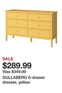 Ikea GULLABERG 6-drawer dresser, yellow offer