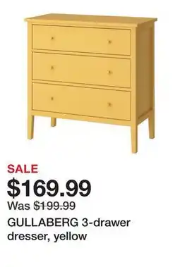 Ikea GULLABERG 3-drawer dresser, yellow offer