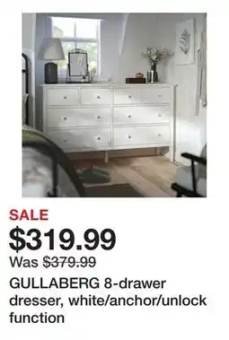 Ikea GULLABERG 8-drawer dresser, white/anchor/unlock function offer