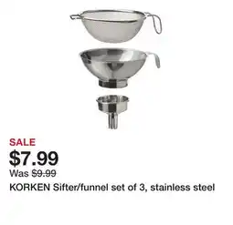Ikea KORKEN Sifter/funnel set of 3, stainless steel offer