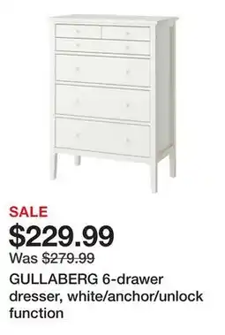 Ikea GULLABERG 6-drawer dresser, white/anchor/unlock function offer