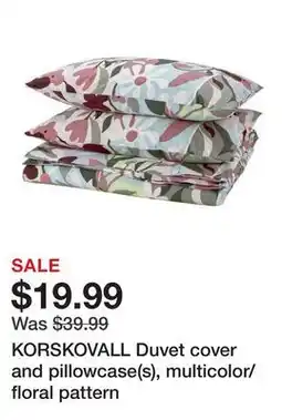 Ikea KORSKOVALL Duvet cover and pillowcase(s), multicolor/floral pattern offer