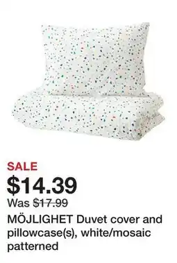 Ikea MÖJLIGHET Duvet cover and pillowcase(s), white/mosaic patterned offer