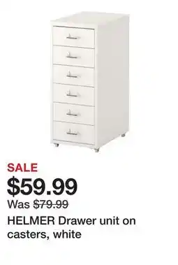 Ikea HELMER Drawer unit on casters, white offer