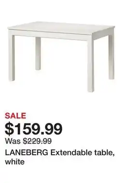 Ikea LANEBERG Extendable table, white offer