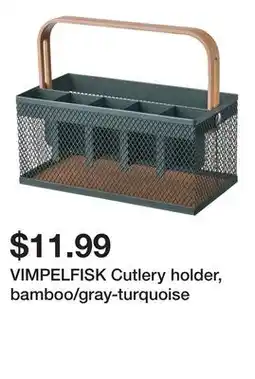 Ikea VIMPELFISK Cutlery holder, bamboo/gray-turquoise offer