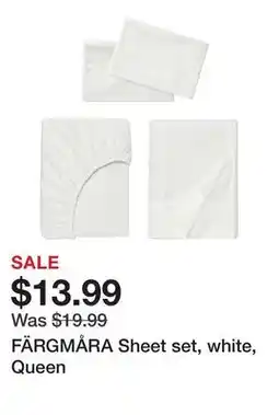 Ikea FÄRGMÅRA Sheet set, white, Queen offer