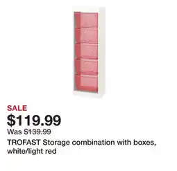 Ikea TROFAST Storage combination with boxes, white/light red offer