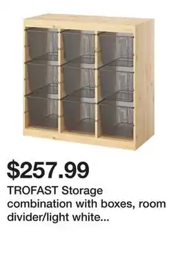 Ikea TROFAST Storage combination with boxes, room divider/light white stained pine dark gray offer