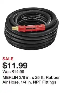 Harbor Freight Tools MERLIN 3/8 in. x 25 ft. Rubber Air Hose, 1/4 in. NPT Fittings offer