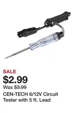 Harbor Freight Tools CEN-TECH 6/12V Circuit Tester with 5 ft. Lead offer