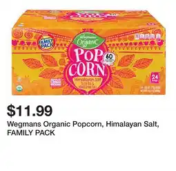 Wegmans Wegmans Organic Popcorn, Himalayan Salt, FAMILY PACK offer
