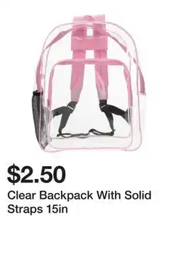 Five Below Clear Backpack With Solid Straps 15in offer