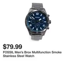 Marshalls FOSSIL Men's Brox Multifunction Smoke Stainless Steel Watch offer