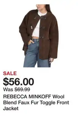 Marshalls REBECCA MINKOFF Wool Blend Faux Fur Toggle Front Jacket offer