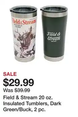 Tractor Supply Company Field & Stream 20 oz. Insulated Tumblers, Dark Green/Buck, 2 pc offer