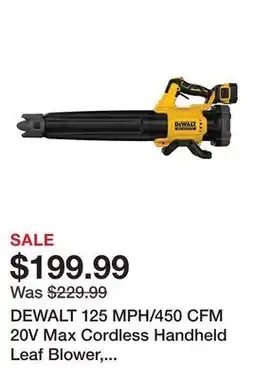 Tractor Supply Company DEWALT 125 MPH/450 CFM 20V Max Cordless Handheld Leaf Blower, Battery and Charger Included offer