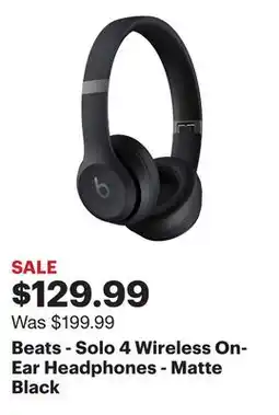 Best Buy Beats - Solo 4 Wireless On-Ear Headphones - Matte Black offer
