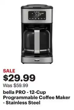 Best Buy bella PRO - 12-Cup Programmable Coffee Maker - Stainless Steel offer