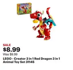 Best Buy LEGO - Creator 3 in 1 Red Dragon 3 in 1 Animal Toy Set 31145 offer