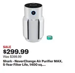 Best Buy Shark - NeverChange Air Purifier MAX, 5-Year Filter Life, 1400 sq. Ft - White offer