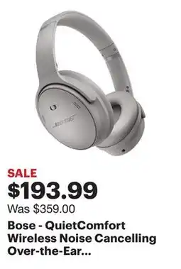 Best Buy Bose - QuietComfort Wireless Noise Cancelling Over-the-Ear Bluetooth Headphones - Moonlight Gray offer