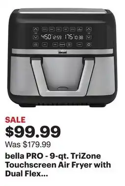 Best Buy bella PRO - 9-qt. TriZone Touchscreen Air Fryer with Dual Flex Basket - Stainless Steel offer