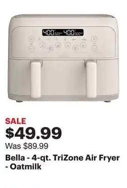 Best Buy Bella - 4-qt. TriZone Air Fryer - Oatmilk offer