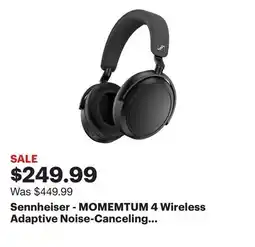 Best Buy Sennheiser - MOMEMTUM 4 Wireless Adaptive Noise-Canceling Over-The-Ear Headphones - Black offer