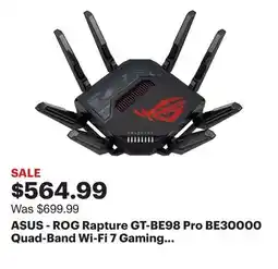 Best Buy ASUS - ROG Rapture GT-BE98 Pro BE30000 Quad-Band Wi-Fi 7 Gaming Router - Black offer