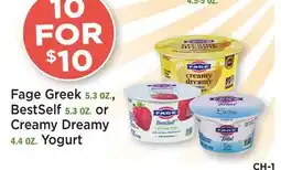 Heinen's Fage Greek 5.3 OZ., BestSelf 5.3 OZ. or Creamy Dreamy 4.4 OZ. Yogurt offer