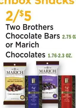 Heinen's Two Brothers Chocolate Bars 2.75 OZ or Marich Chocolates 1.76-2.3 OZ offer