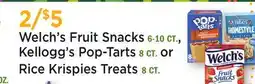 Heinen's Welch's Fruit Snacks 6-10 CT., Kellogg's Pop-Tarts 8 CT. or Rice Krispies Treats 8 CT offer