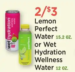 Heinen's Lemon Perfect Water 15.2 OZ. or Wet Hydration Wellness Water 12 OZ offer