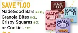 Heinen's MadeGood Bars 5-6 CT., Granola Bites 5 CT., Crispy Squares 6 CT. or Cookies 5 CT offer