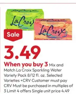 Stater Bros Mix and Match La Croix Sparkling Water offer