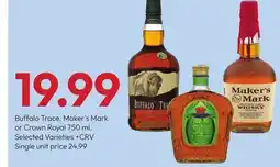 Stater Bros Buffalo Trace, Maker's Mark or Crown Royal offer