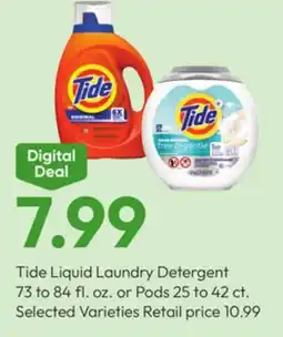 Stater Bros Tide Liquid Laundry Detergent 73 to 84 fl. oz. or Pods 25 to 42 ct offer