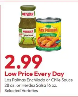 Stater Bros Las Palmas Enchilada or Chile Sauce 28 oz. or Herdez Salsa 16 oz offer
