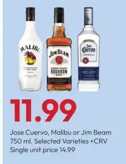 Stater Bros Jose Cuervo, Malibu or Jim Beam offer