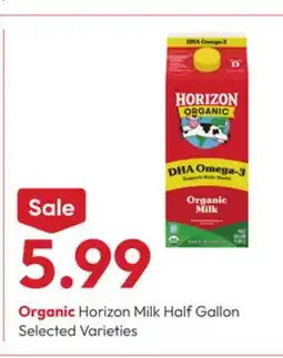 Stater Bros Organic Horizon Milk Half Gallon offer