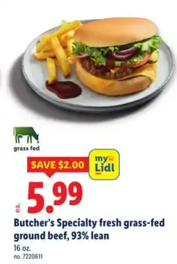 Lidl Butcher's Specialty fresh grass-fed ground beef, 93% lean offer