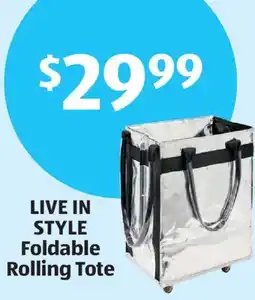 Aldi LIVE IN STYLE Foldable Rolling Tote offer
