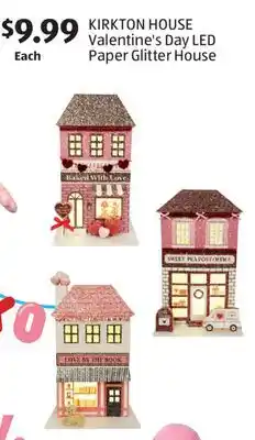 Aldi KIRKTON HOUSE Valentine's Day LED Paper Glitter House offer