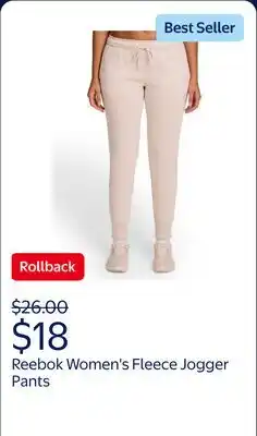 Walmart Reebok Women's and Women's Plus Fleece Jogger Pants offer