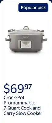 Walmart Crock-Pot Programmable 7-Quart Cook and Carry Slow Cooker, Grey offer